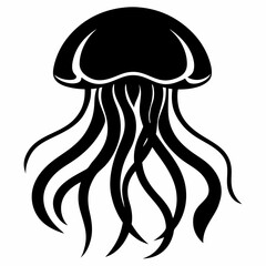 Jellyfish vector silhouette black design white background