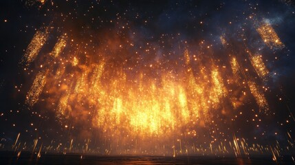 Fiery explosion with sparks and smoke.