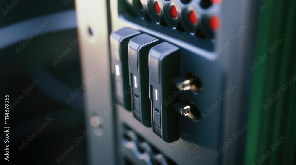 Poster A close-up view of a vehicle's control panel, featuring various buttons and displays