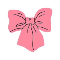 Pink bow isolated on white background. Clipart bow flat illustration.