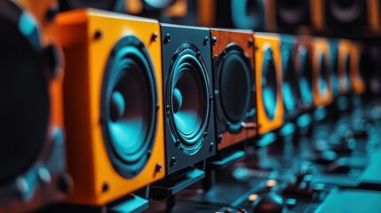 Colorful Desktop Speakers Audio Equipment Music Technology Home Studio Setup