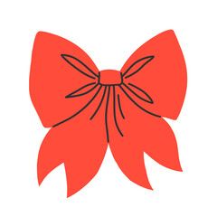 Red bow isolated on white background. Clipart bow flat illustration.