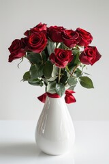 Vase Roses. Beautiful Rose Arrangement in Vase for Anniversary Celebration