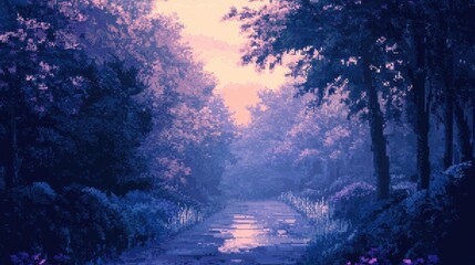 A soft gradient pixel art piece with subtle shades of blue and lavender, evoking a calming and serene digital atmosphere