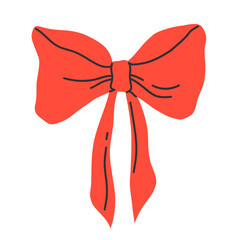 Red bow isolated on white background. Clipart bow flat illustration.