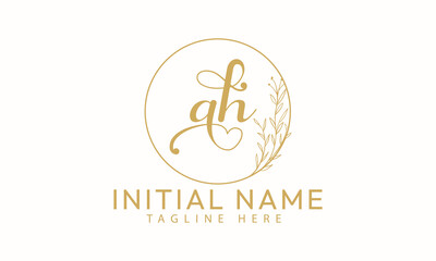 Obraz premium AH H A initial signature logo template vector