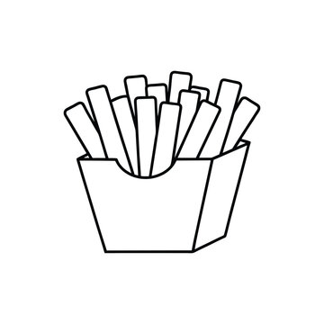 recommend clip art: French fries in a box line art illustration