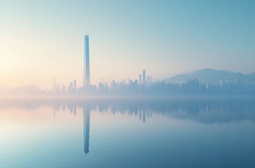 Naklejka premium Stunning cityscape of Shenzhen, with its towering skyscrapers, modern architecture, and vibrant urban life, reflecting the dynamic and innovative spirit of this rapidly growing metropolis in southern 