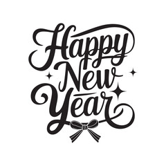 happy new year typography silhouette Vector arts 