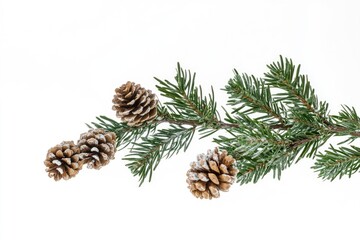 Fototapeta premium A close-up shot of a pine tree branch featuring cones and needles