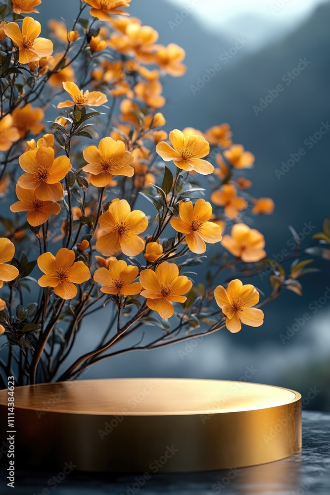 Poster a close-up shot of a vase filled with flowers sitting on a table