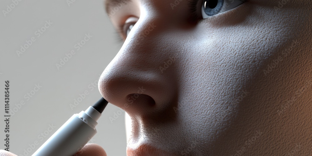 Poster a close-up shot of a person brushing their teeth with toothbrush and toothpaste