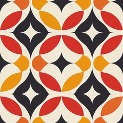 Abstract Geometric Pattern with Red Orange and Black Shapes