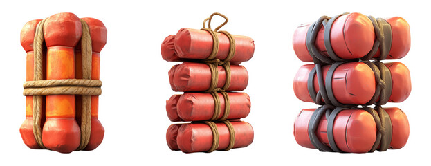 Realistic Dynamite Sticks on Transparent Background