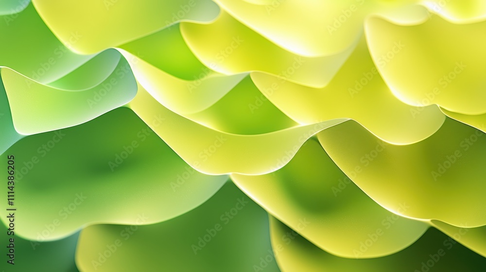Poster abstract futuristic background with gradient waves in soft yellow and green tones
