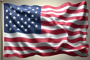 Fototapeta premium An American flag waving freely in the wind