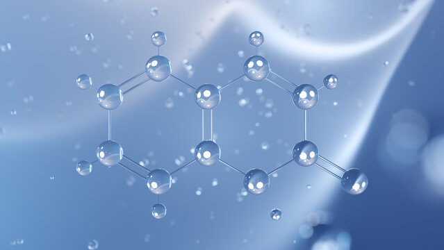 coumarin molecular structure, 3d model molecule, lactone, structural chemical formula view from a microscope