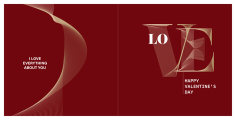 Fototapeta premium Happy Valentine's Day Gift Card with Love Typography and heart. 14th February. 