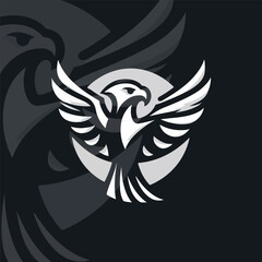 flat logo featuring a stylized falcon with outstretched wings