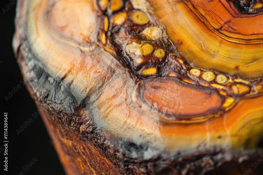Aufkleber A detailed view of a rock on a dark background, ideal for use in science or technology-related contexts