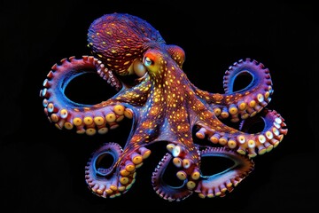 Fototapeta premium Vibrant Day Octopus Stunning Underwater Macro Photography of Cephalopod in its Natural Habitat