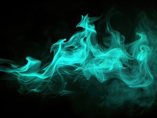 Fototapeta premium Electric bluegreen flame abstract art black background vibrant colors