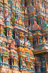 Details of Meenakshi Temple, One of the biggest and oldest temple in Madurai, India.