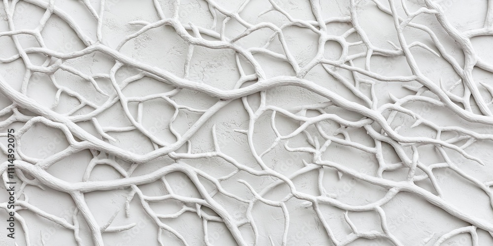 Poster a textured surface featuring intricate white lines resembling a network or veins, set against a ligh