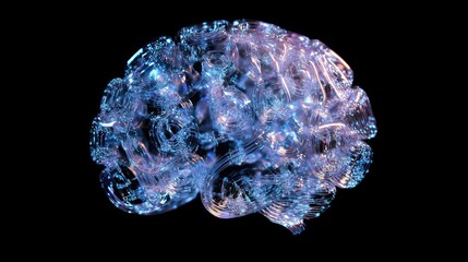Abstract glowing human brain, neural network, AI.