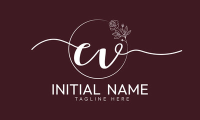 CV V C initial signature logo template vector