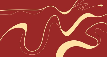 minimalist lines, red, yellow wave pattern