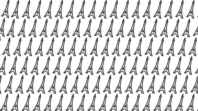 Eiffel Tower pattern illustration France Travel Landmark line art and silhouette
