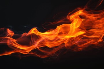 Radiant orange flame emphasizing color on black background abstract art