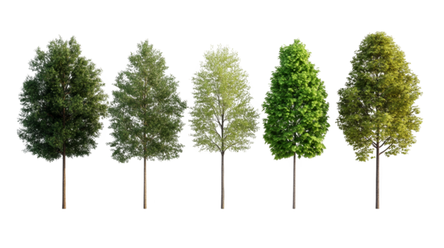 Four trees in harmony, a colorful nature backdrop for creative projects and digital art