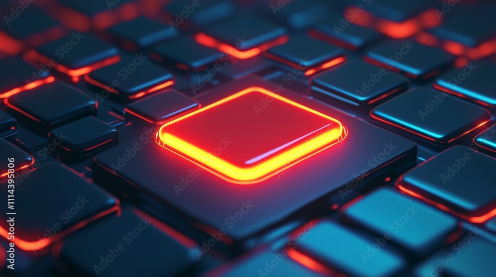 Aufkleber a close-up view of a keyboard featuring a brightly lit, glowing key, emphasizing a modern and sleek 