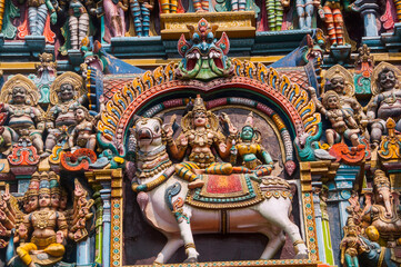Details of Meenakshi Temple, One of the biggest and oldest temple in Madurai, India.