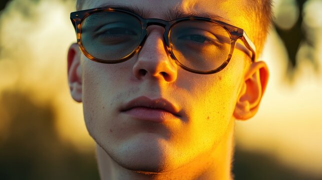 A young man dressed in formal attire and glasses, suitable for office or business use - Powered by Adobe