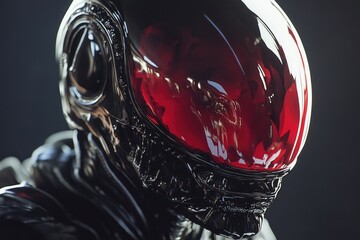 Close-up shot of a person wearing a helmet for protection or safety