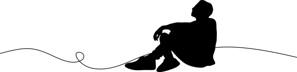 Illustration a man sitting relax silhouette