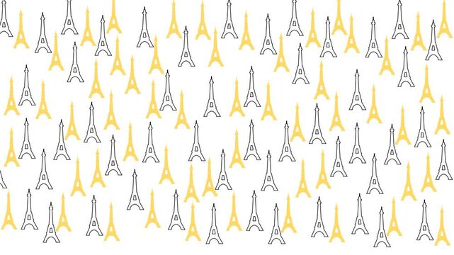 Eiffel Tower pattern illustration France Travel Landmark line art and silhouette
