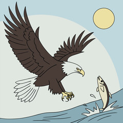 eagle hunt fish by its leg from the water.