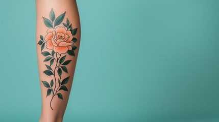 Leg tattoo with floral vines wrapping around, showcasing delicate creativity