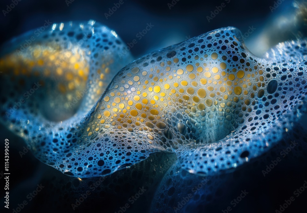 Poster macro image of bubbles and waves in abstract art style capturing intricate patterns and vibrant colo