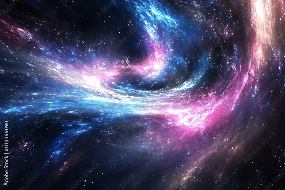Poster vibrant nebula swirls in deep space.