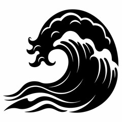 Ocean wave vector silhouette black design white background
