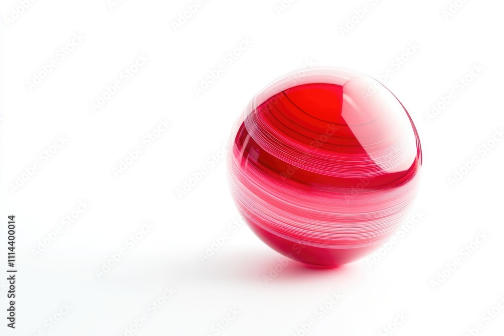 Poster a single red glass ball placed on a clean and simple white background