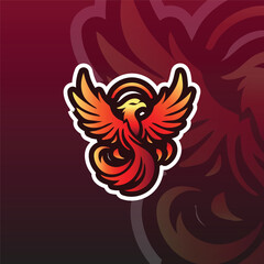 flat e-sport logo featuring a phoenix rising