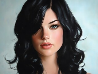 Naklejka premium Portrait of a Caucasian woman with the black hair