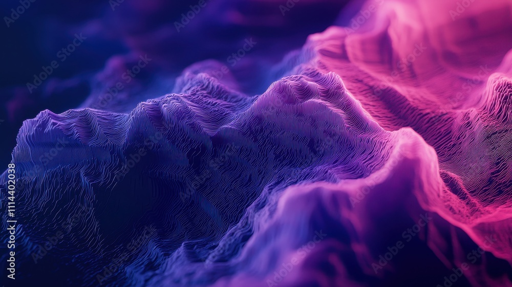 Poster abstract futuristic landscape design with colorful gradient background elements and depth