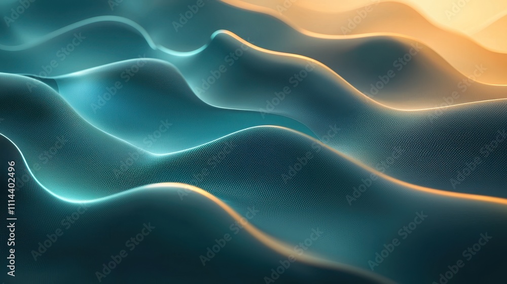 Poster futuristic abstract background with gradient waves in soft color tones for digital design